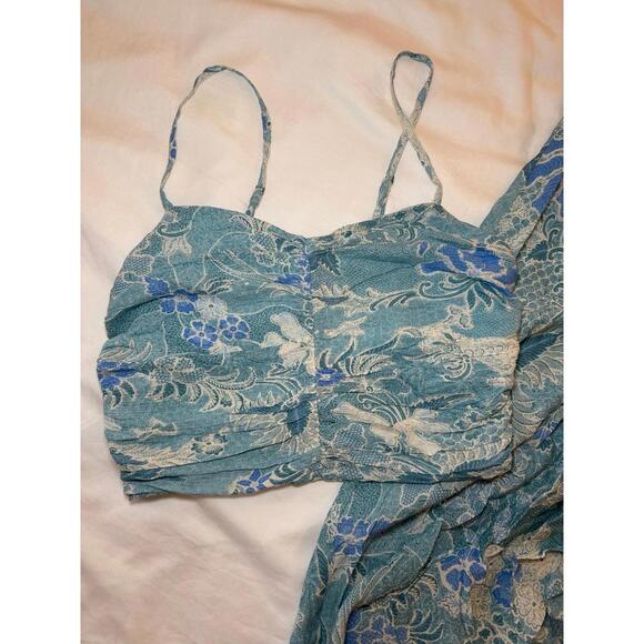 Abercrombie tank and skirt set Blue Floral Ruched flowy Small NWT - Picture 2 of 7